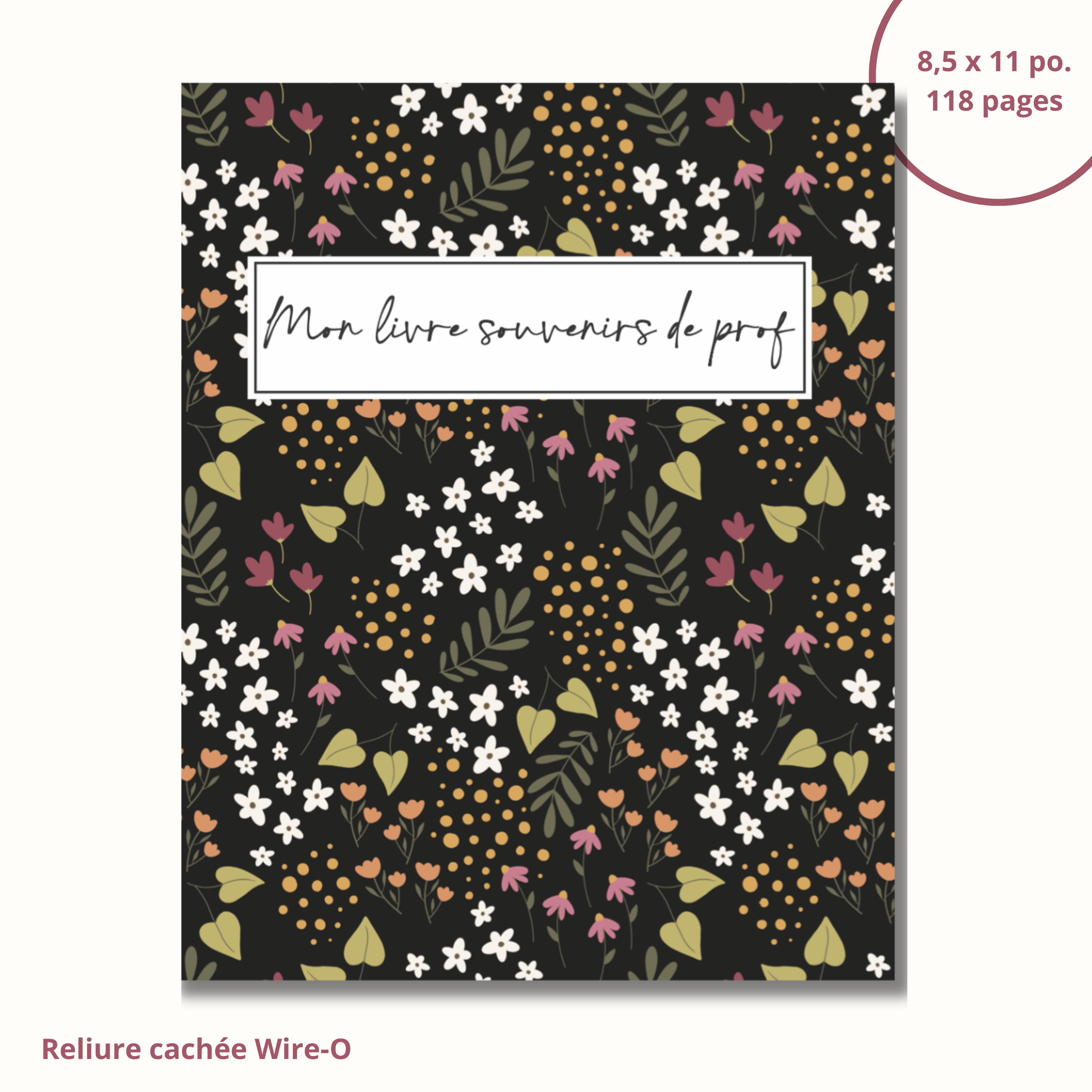 Image of Livre souvenirs de prof (noir fleuri)